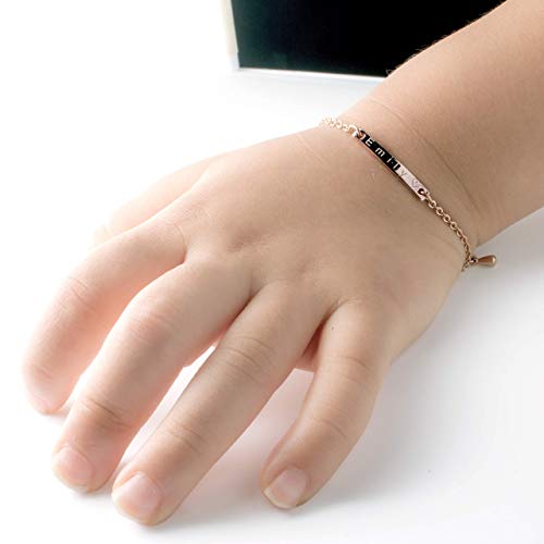 Dainty Initial Bracelet, Letter Cursive Initial Bracelet B / Rose Gold