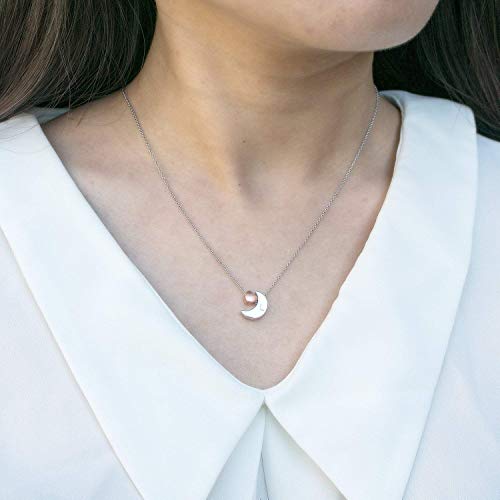 Moon & Heart Necklace - Engrave your initial