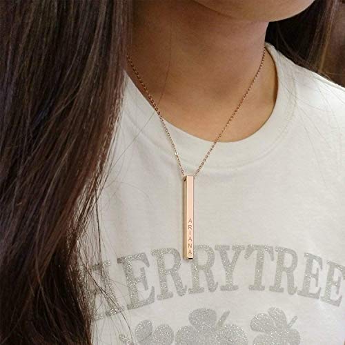 Vertical Name Cube Bar Necklace - Personalized Jewelry