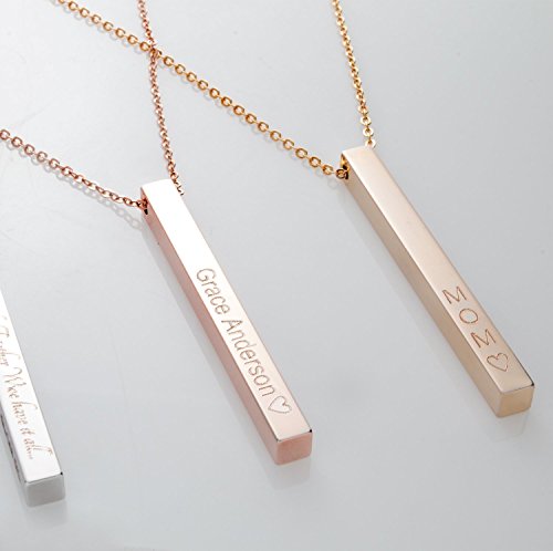 Vertical Name Cube Bar Necklace - Personalized Jewelry
