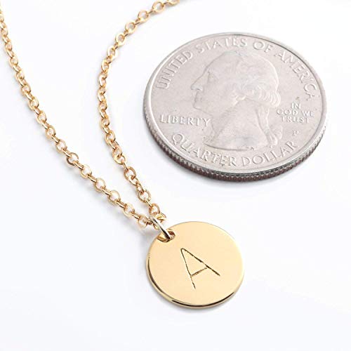 Personalized Tiny Disc Initial Necklace - Dainty Minimalist Necklace