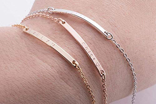 Minimal Personalized Bracelet - Dainty Hand Stamped Initial