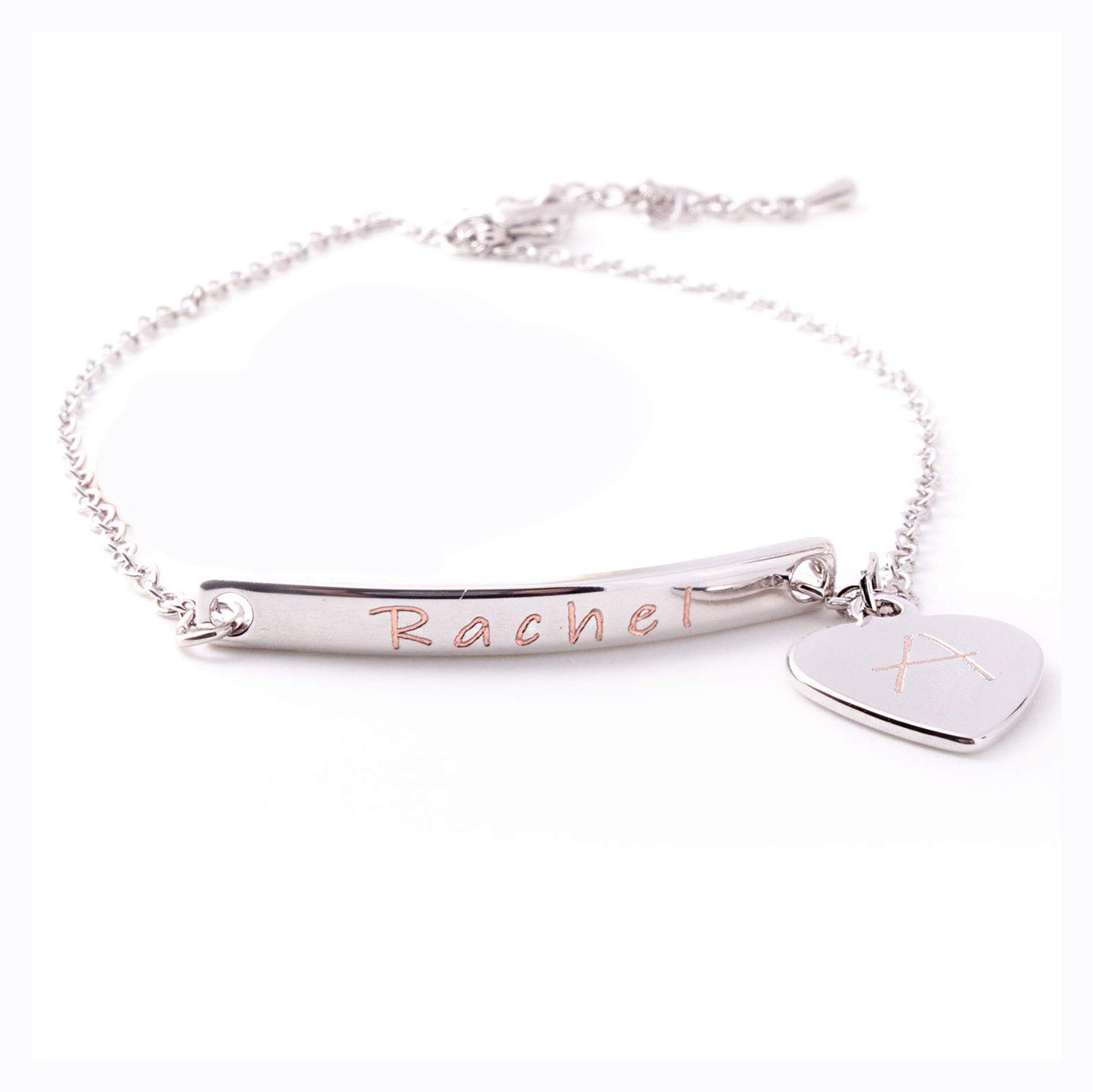 Personalized Name Bar With Heart Charm Anklet