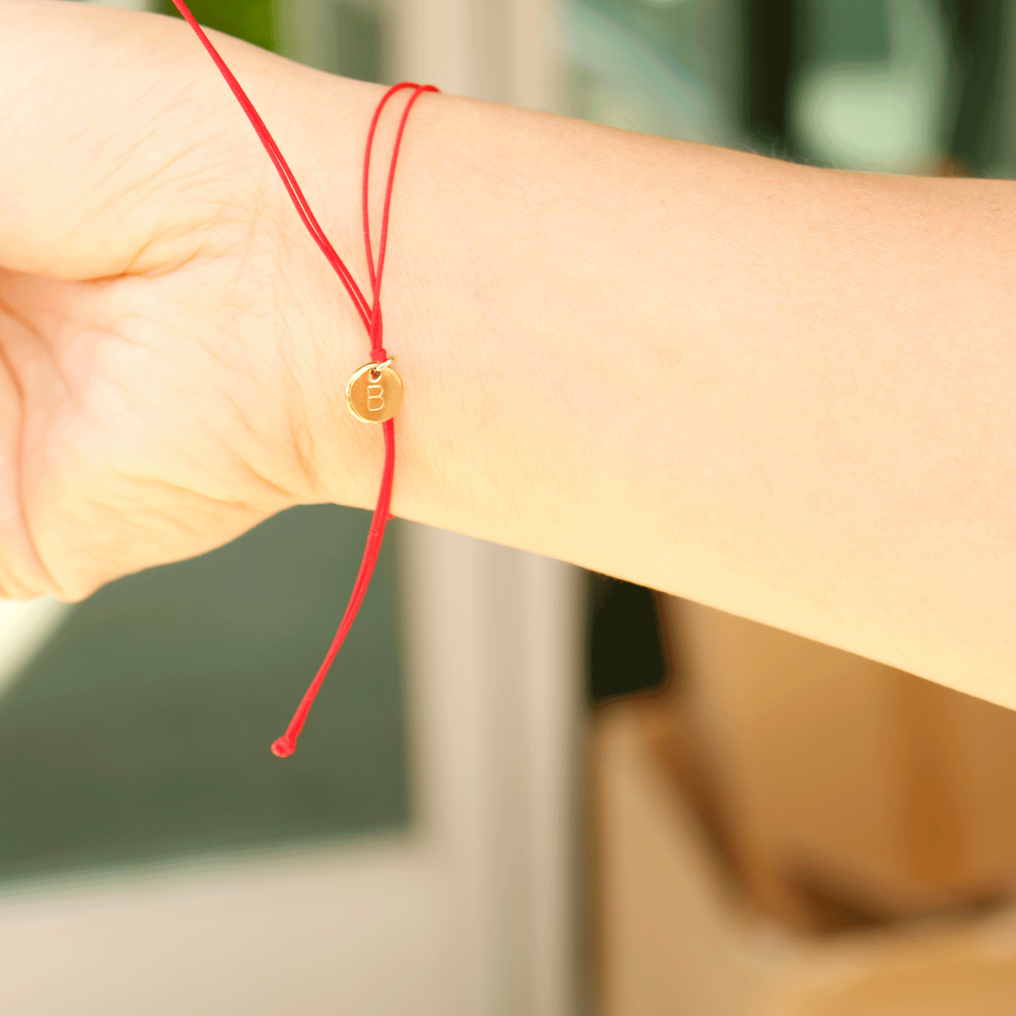 Personalized Bar Red String Bracelet - Gift for birthday