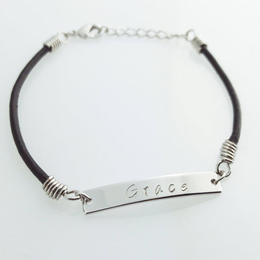 Engraving Leather Bracelet - Personalized Couples Bracelet