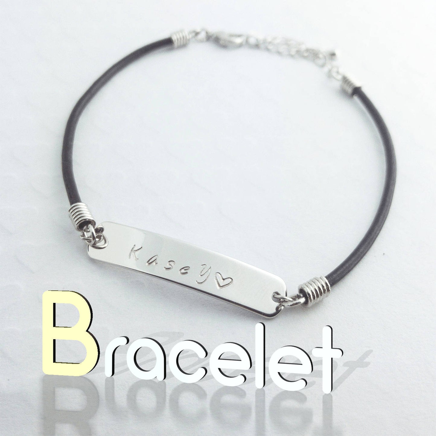 Personalized Leather & 16K plated Bracelet