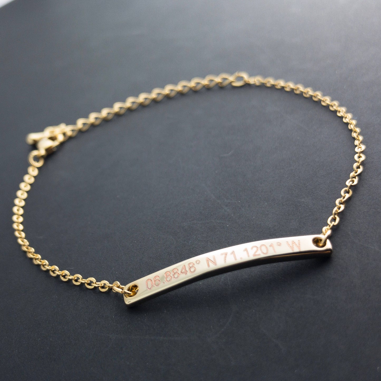 Personalized Coordinate Bar Bracelet - 16k Gold Plated