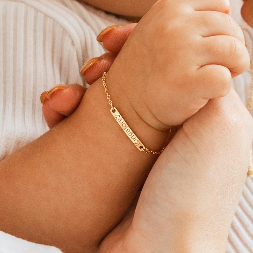 Baby Name Personalize Bracelet 16K gold, rose gold, silver plated