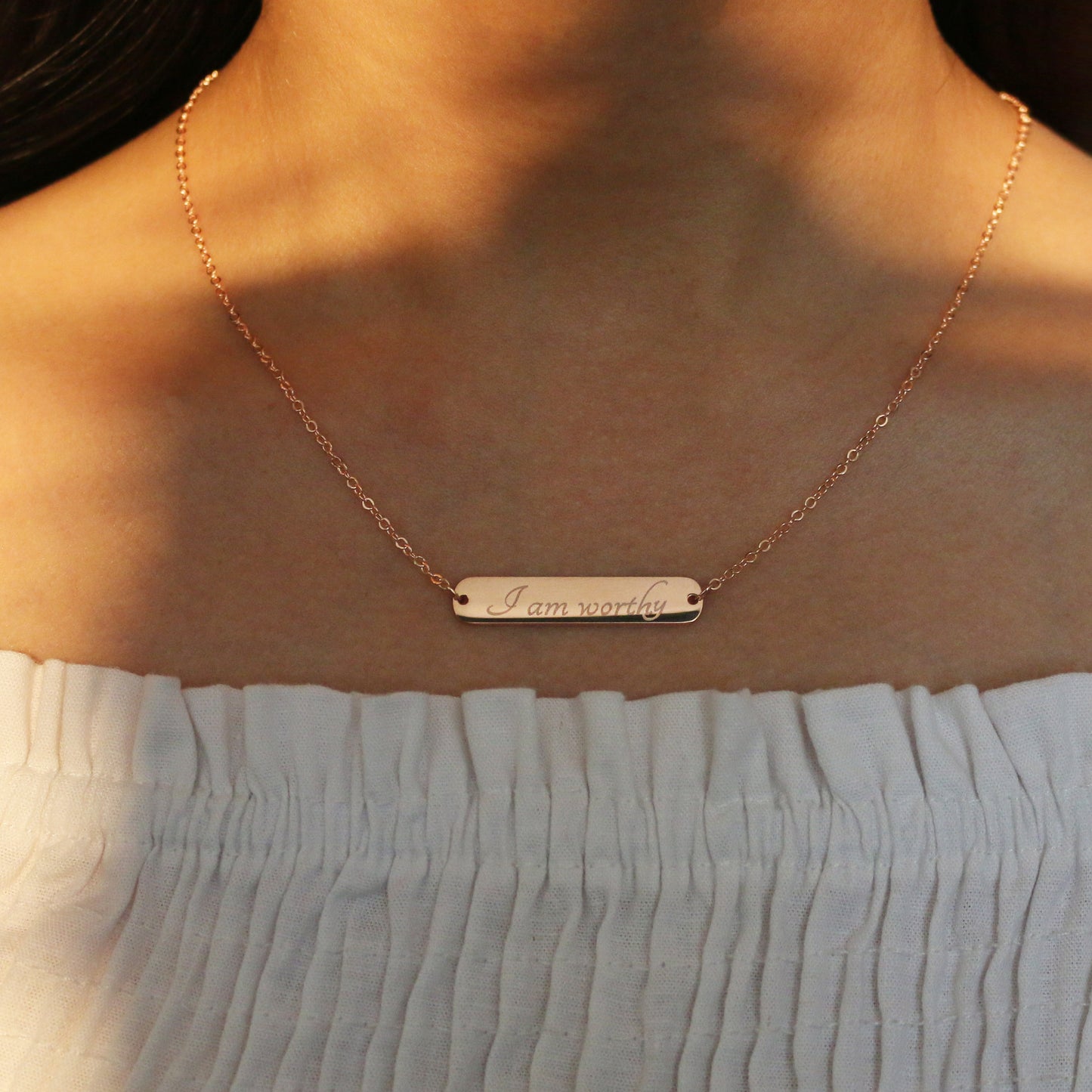 Engravable Bar Necklace - 16K gold, rose gold plated