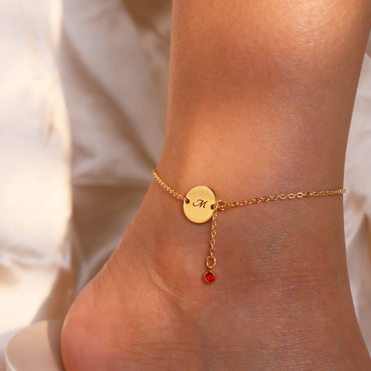 Drop Birthstone anklet initial coin anklets best gift for her trendy anklets birthday gift