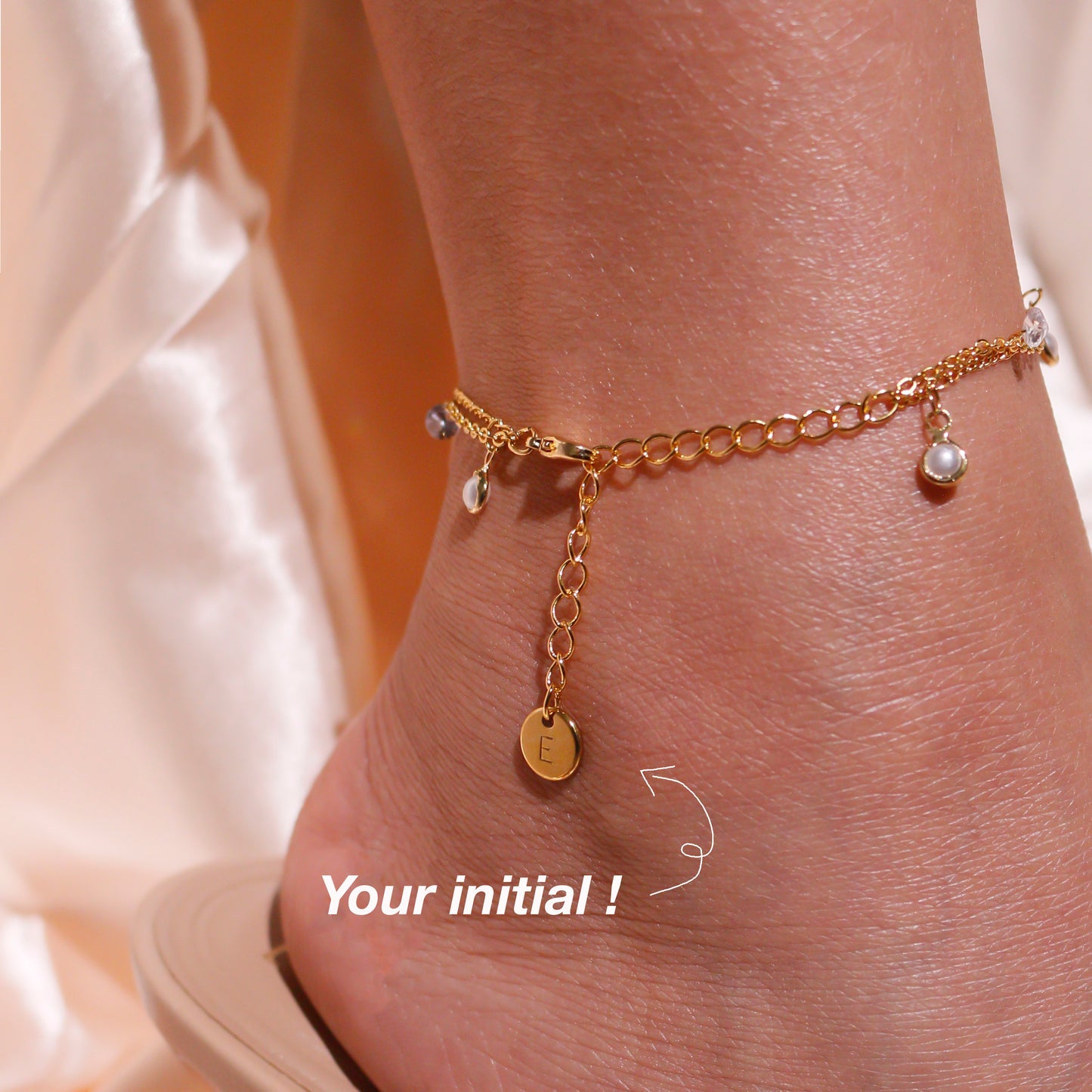 Pearl cubic anklet double layered anklets summer jewelry best gift for her anniversary