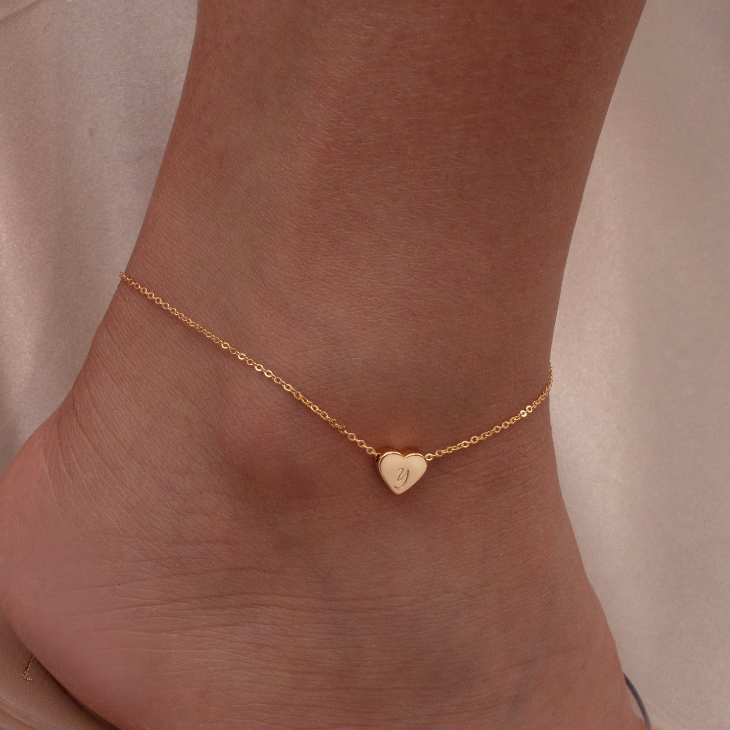 Heart Initial Custom Anklet Hand Stamped On The Dainty Heart