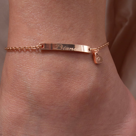 Personalized Name bar heart initial Anklet