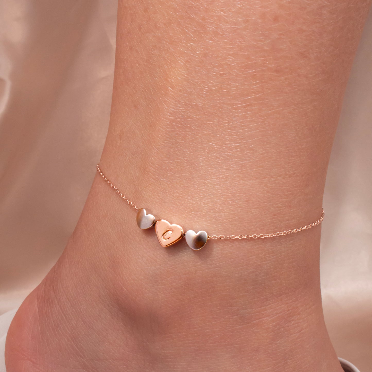 Custom Heart Pendant Anklet Initial Charm ,Handmade Pendant