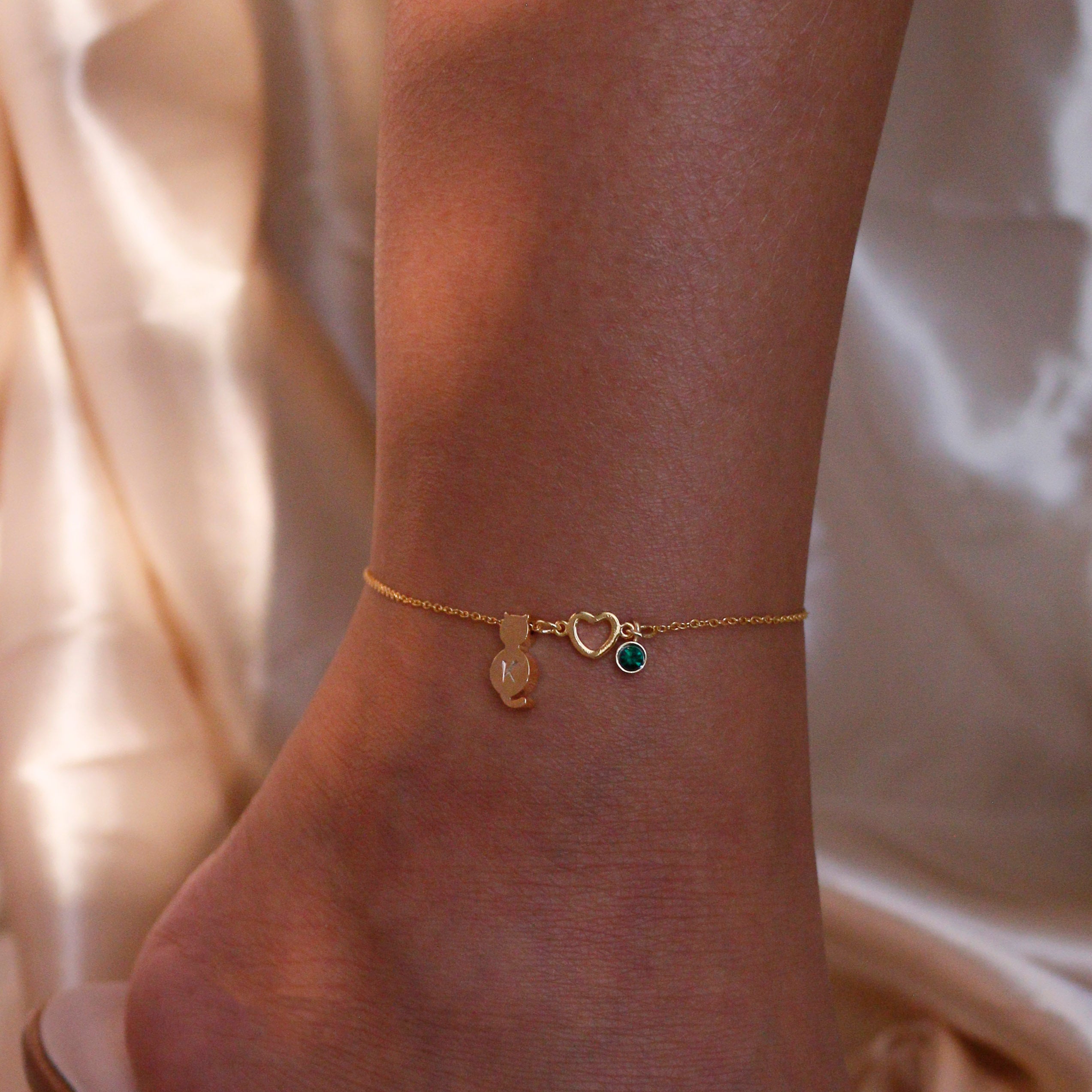 Anklet with deals initial and birthstone