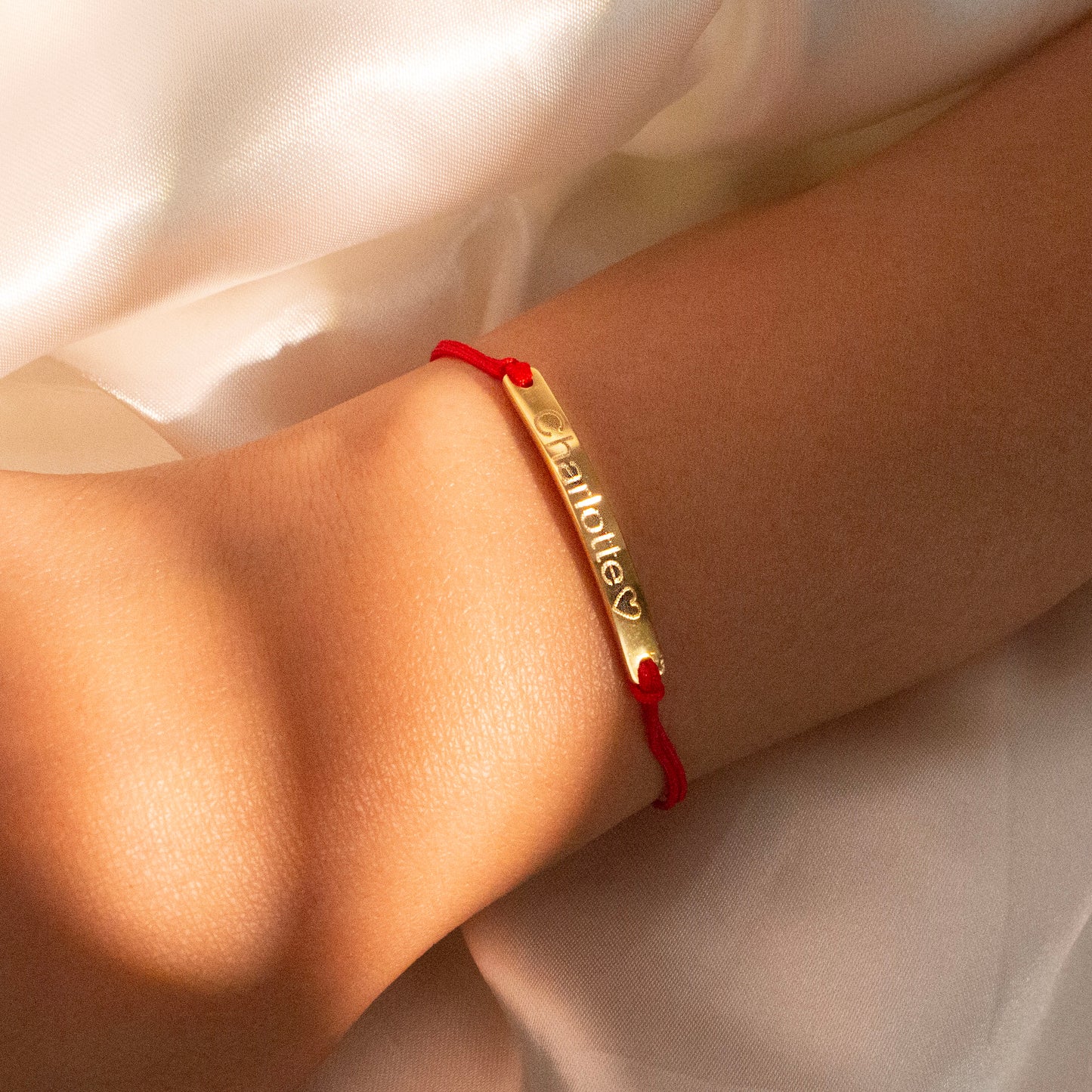 Personalized Bar Red String Bracelet - Gift for birthday