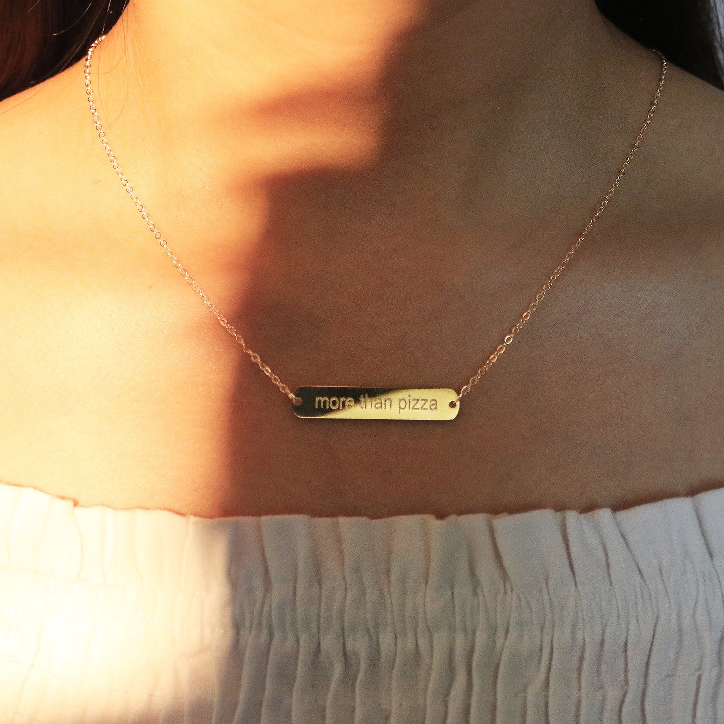 Engravable Bar Necklace - 16K gold, rose gold plated