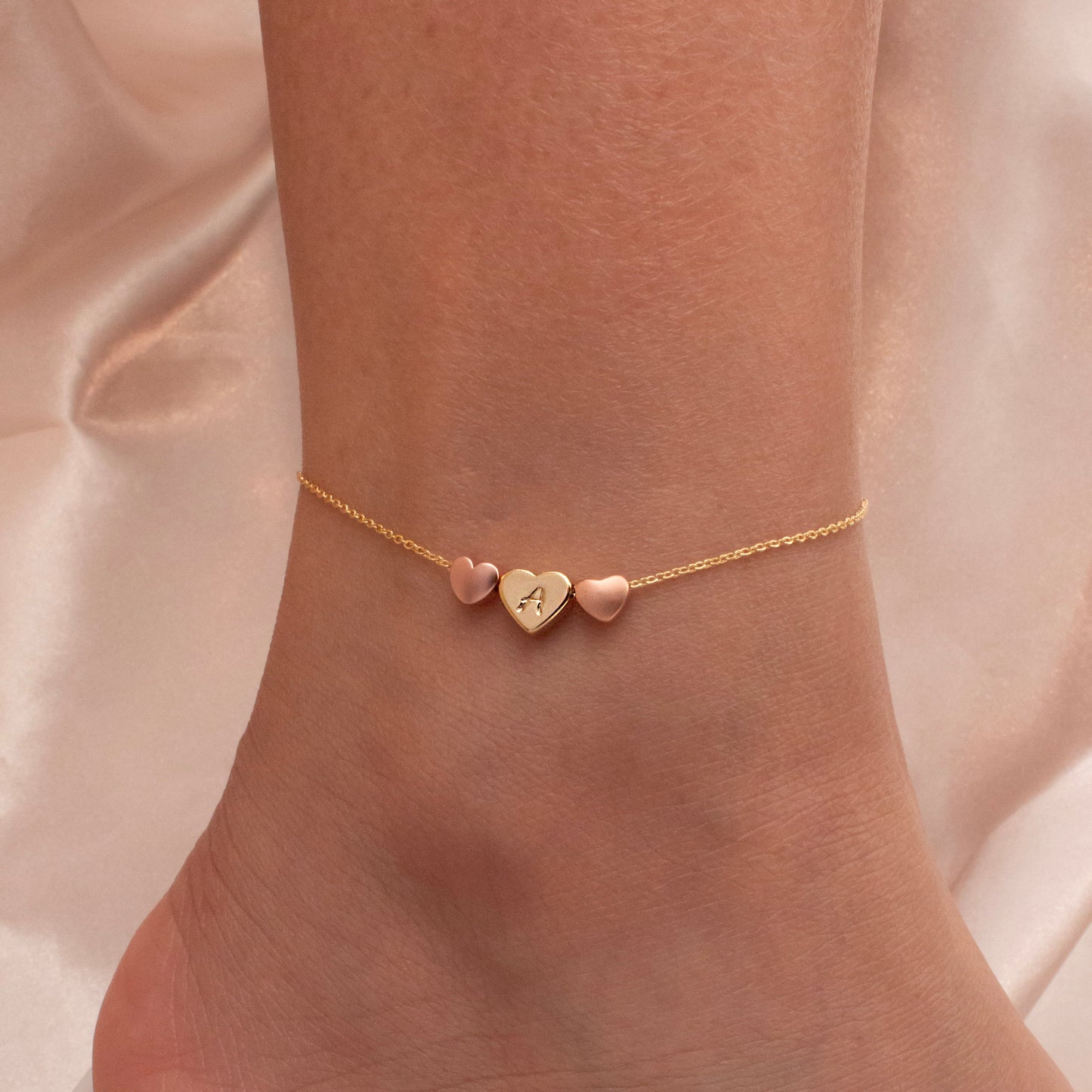 Custom Heart Pendant Anklet Initial Charm ,Handmade Pendant