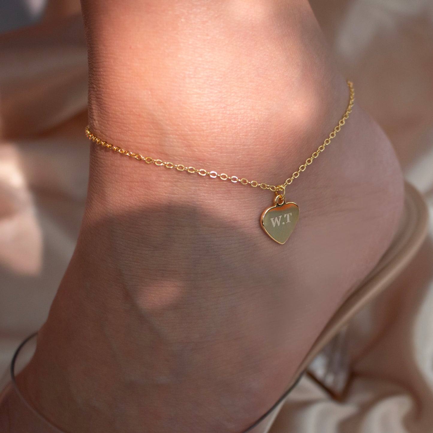 16K Gold Heart Anklet Summer Beach Anklets gold plated Jewelry, Dainty heart Anklets Ankle bracelet