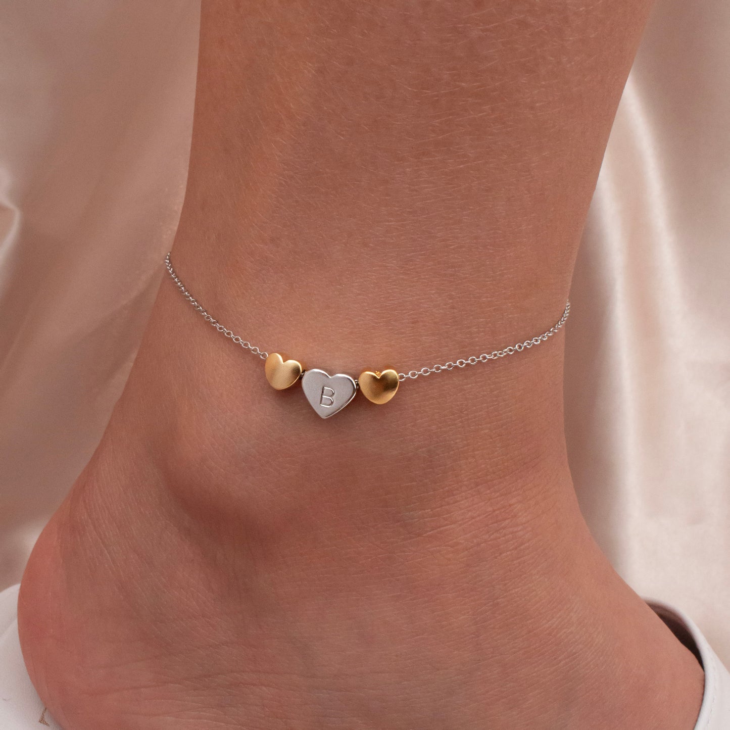 Custom Heart Pendant Anklet Initial Charm ,Handmade Pendant