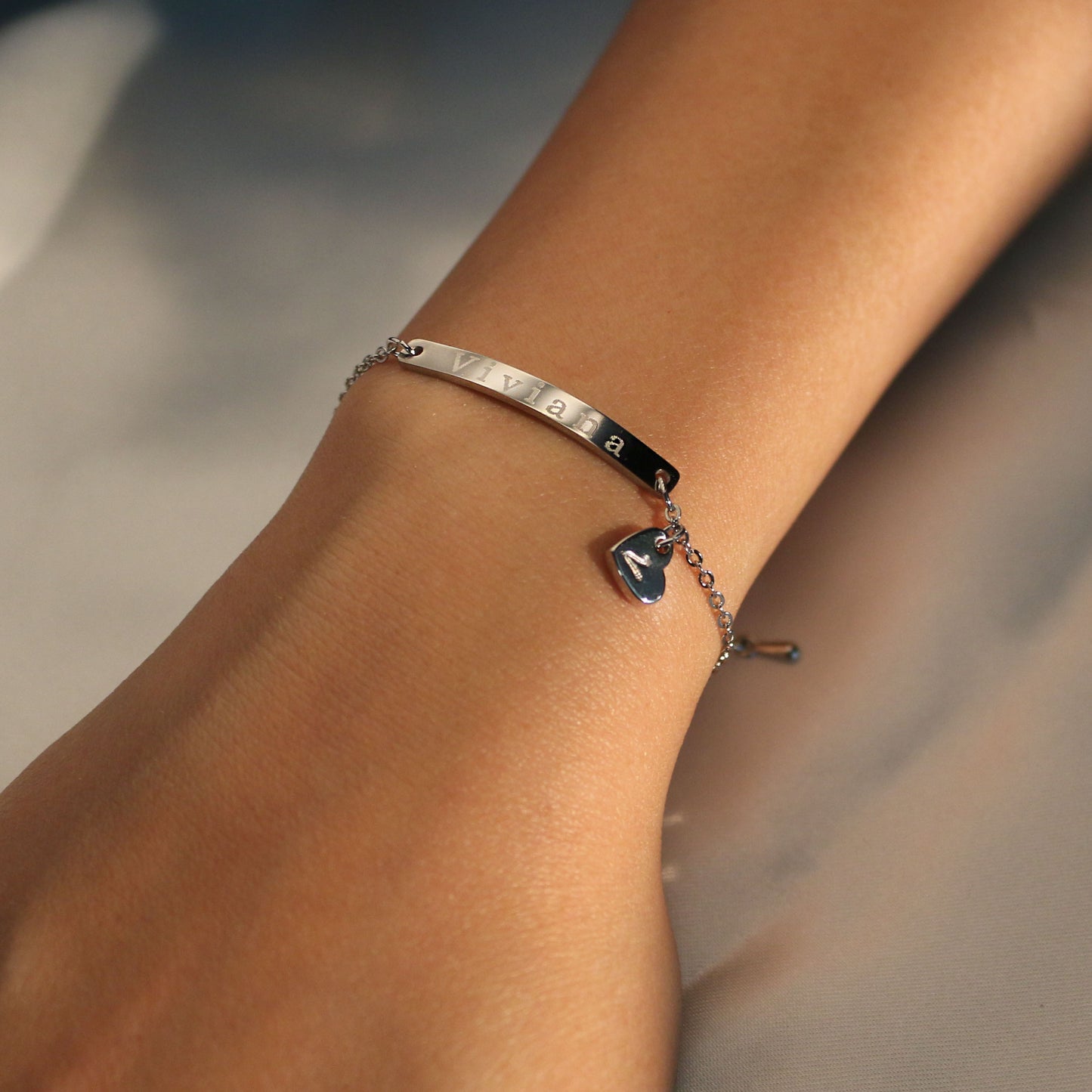 Handmade Personalized initial Heart Bracelet