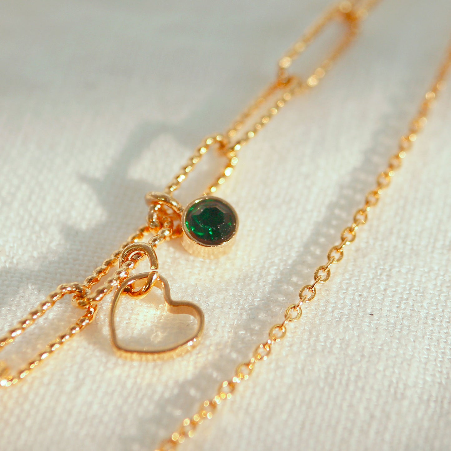 Heart Birthstone anklet shiny layered chain anklets best gift for her trendy anklets birthday gift