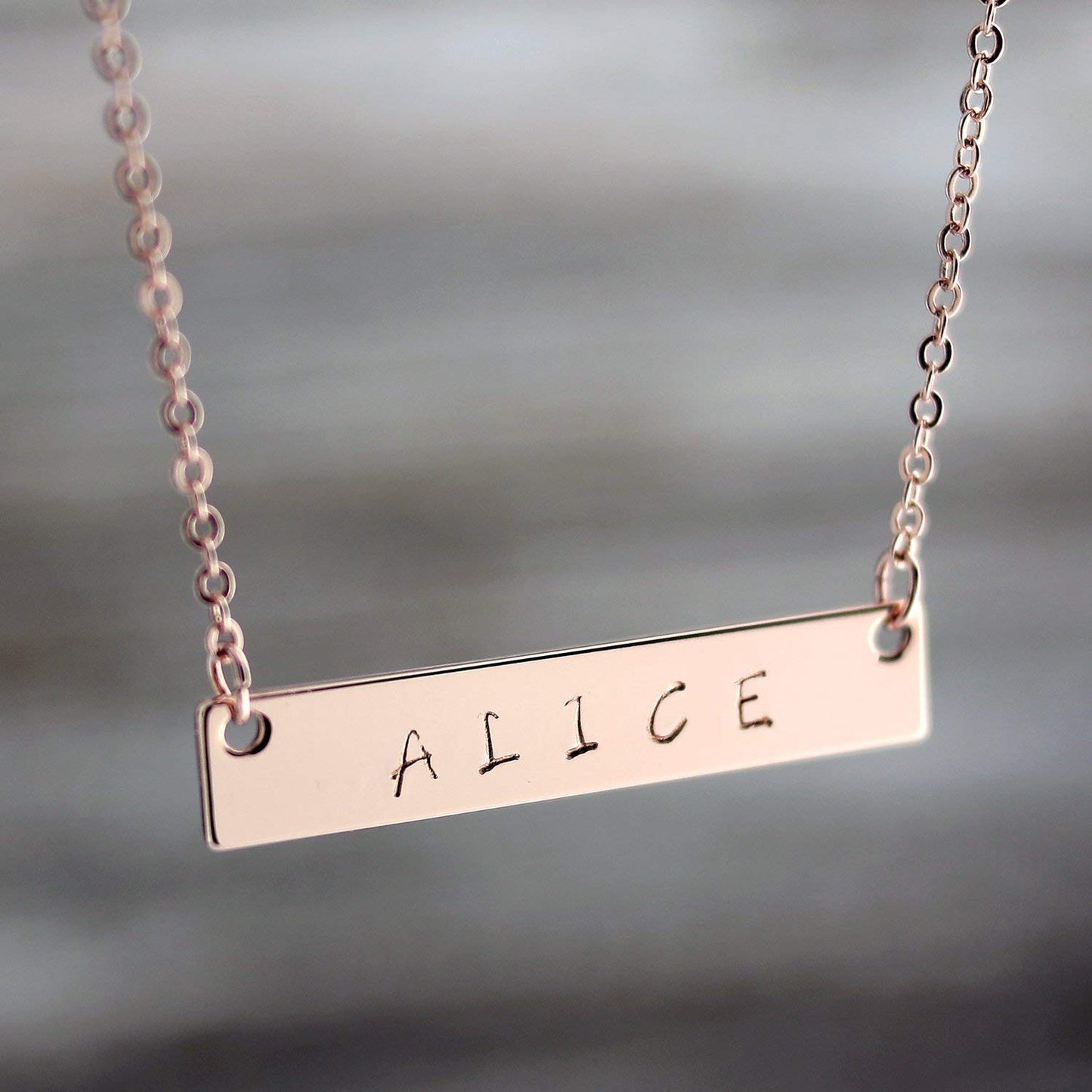 Custom Engraved Necklace With Dainty Bar