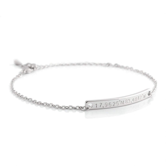 Buy Customize Coordinate Bar Bracelet - Personalized Latitude, Longitude, GPS Jewelry at Petite Boutique