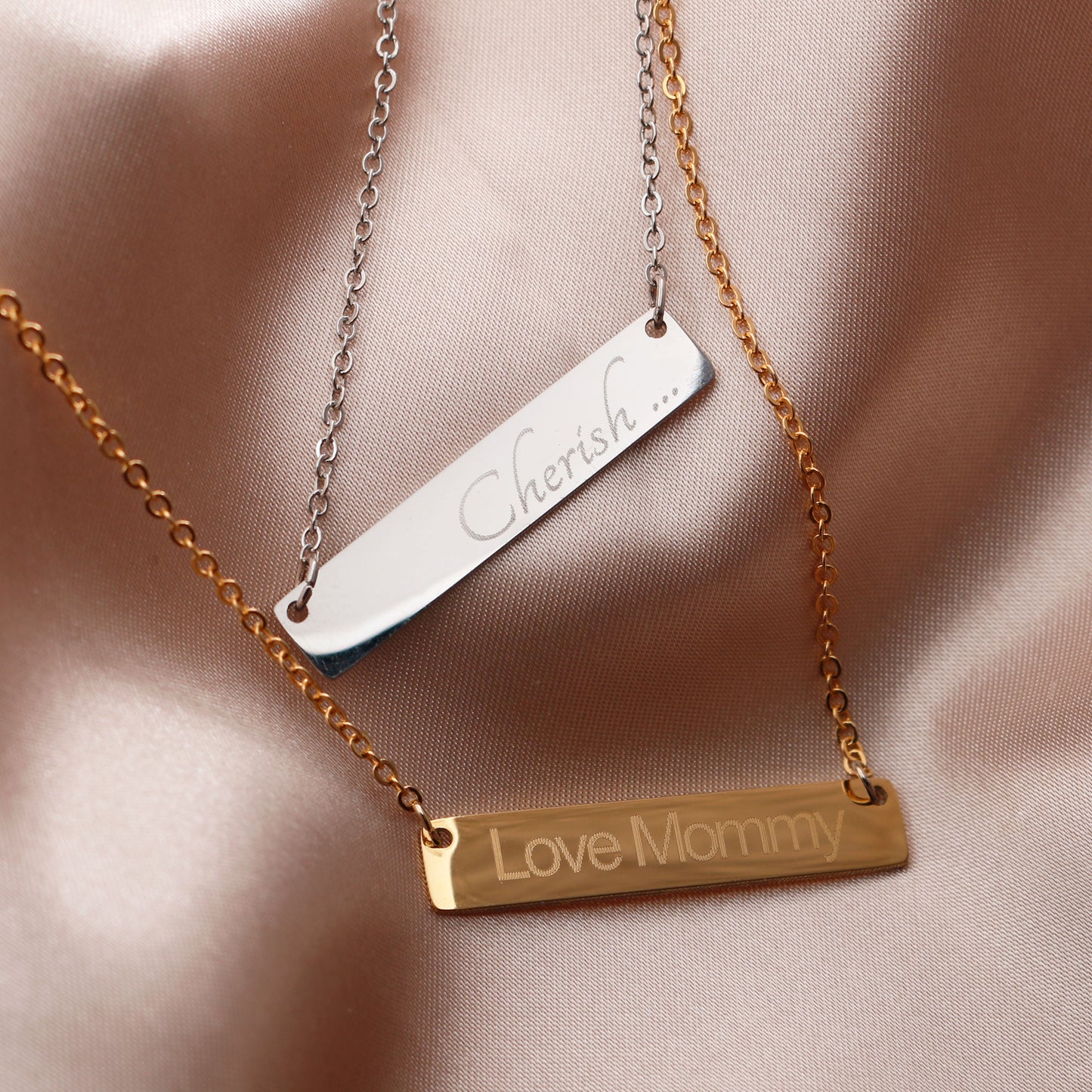 Your Name Bar Necklace -16K gold, rose gold, silver plated
