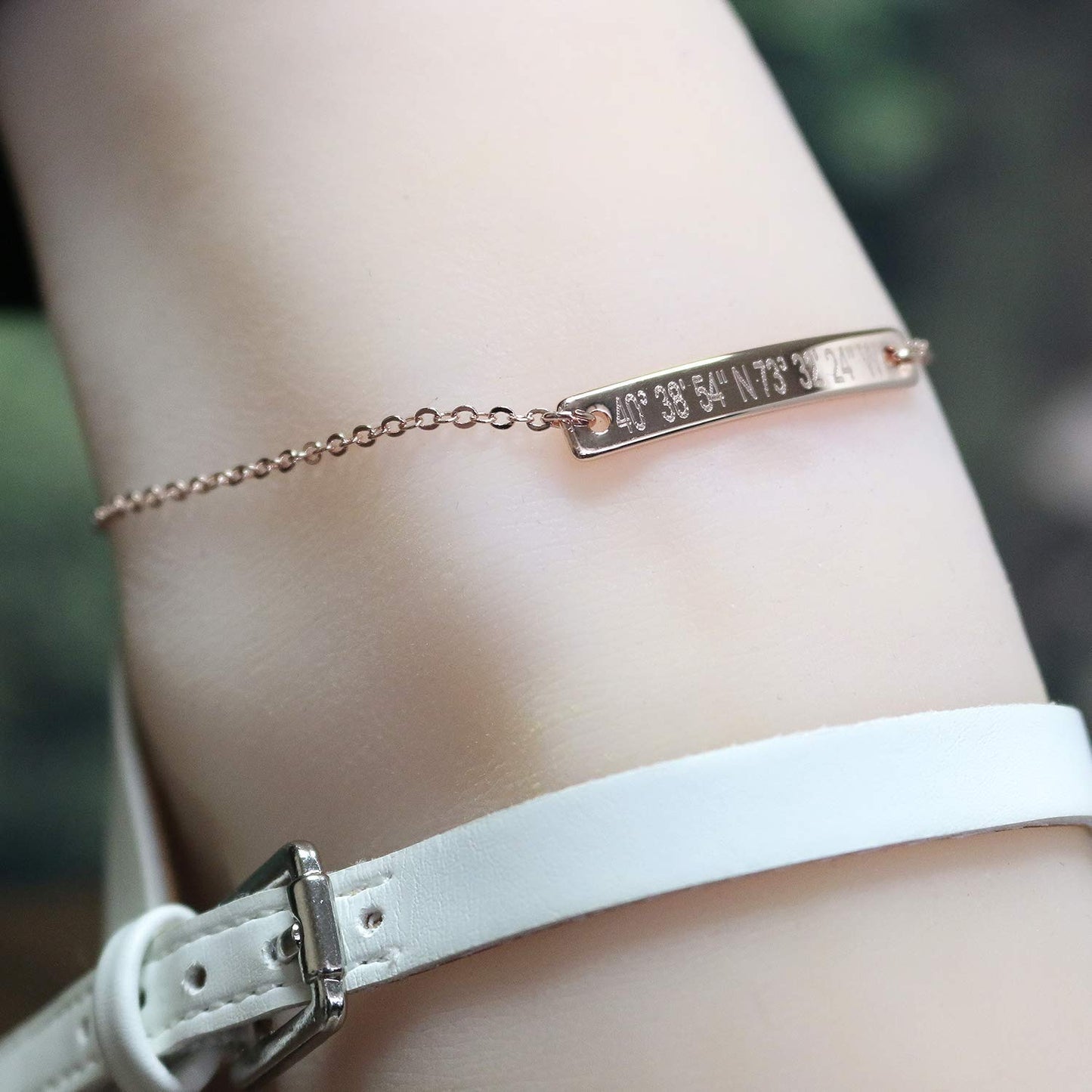 Coordinate ,Name Bar Anklet Customized  location ,Name, Date