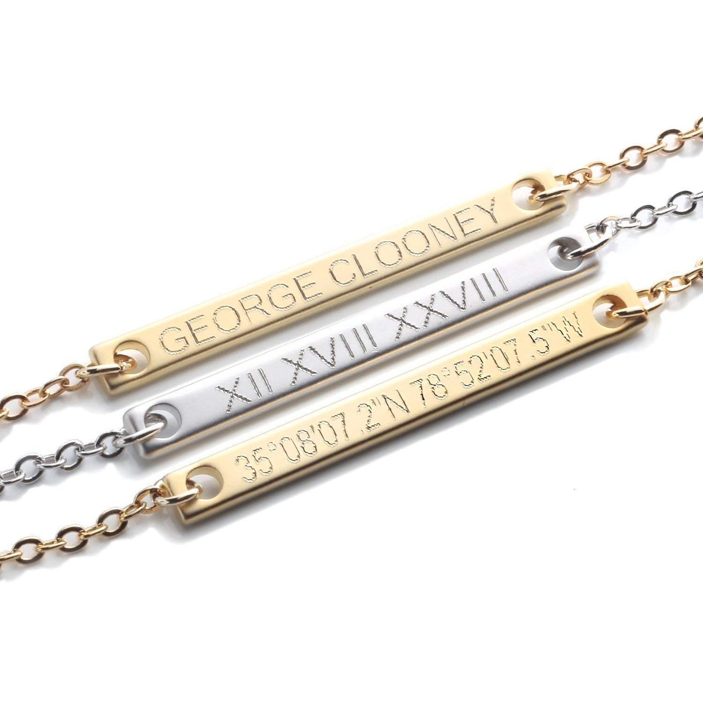 Engravable Name Bar Necklace - 16K Gold Silver Plated