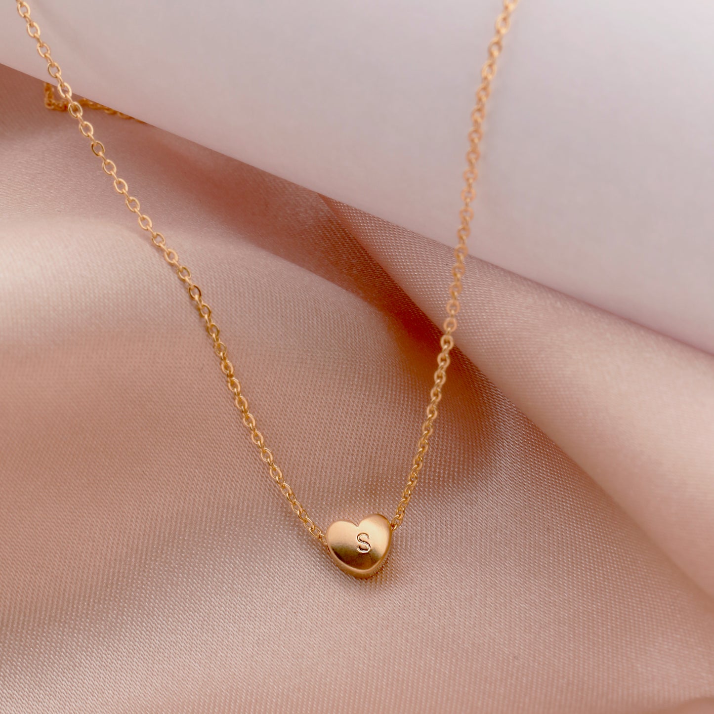 TT initial heart Necklace with Hand stamped - 16k Gold Plated