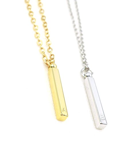 Vertical Initial Bar Necklace - Engrave your message