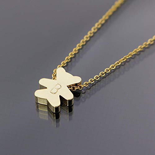 Tiny Bear Pendant Necklace - Dainty Gold Bear charm with hand stamped