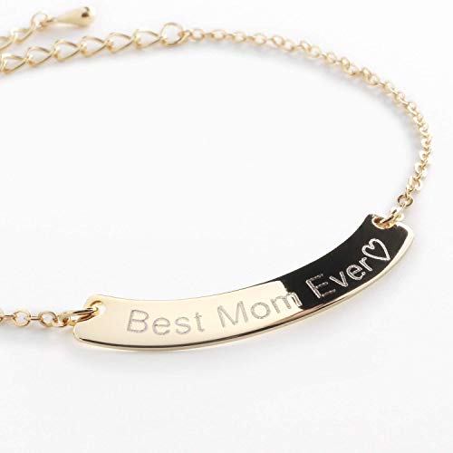 Personalized Curved Bar Bracelet - 16k Gold plated
