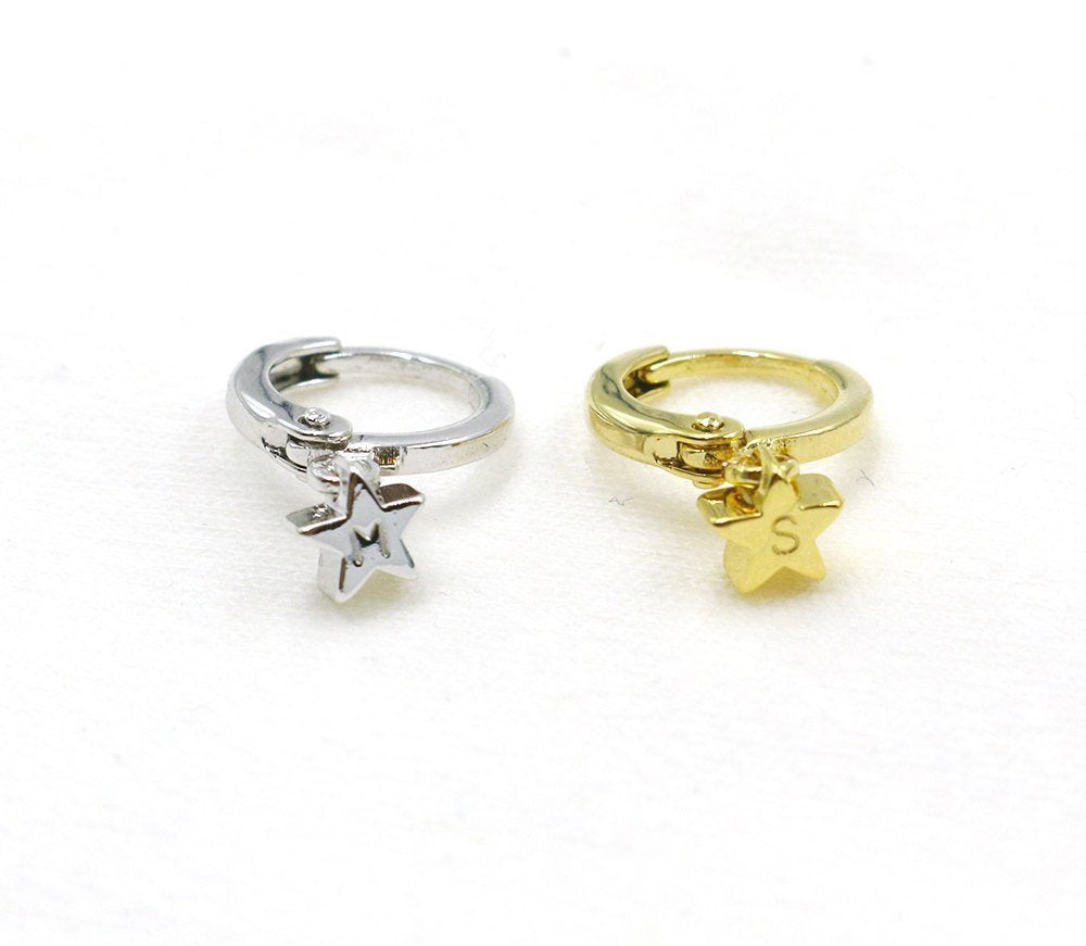 Star Huggie Hoops Minimalist Earrings With Hand stamped