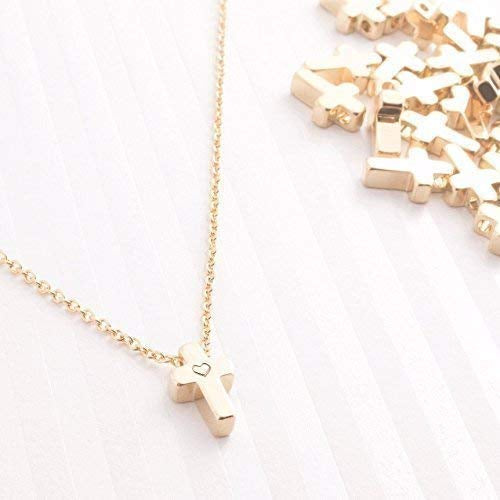 Tiny initial & Cross Necklace - 16K gold plated - Petite Boutique