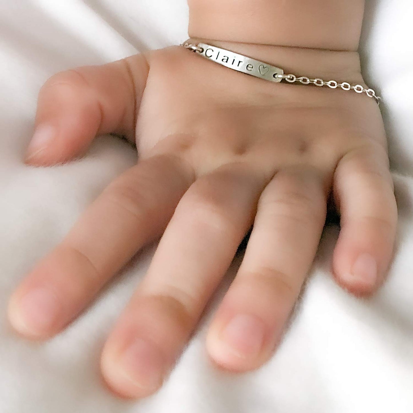 Sterling Silver Personalized Baby Name Bar Bracelet