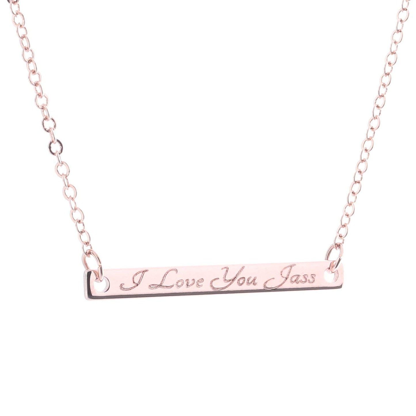 Personalized Your Name Bar Necklace - Engraving 16K Plated