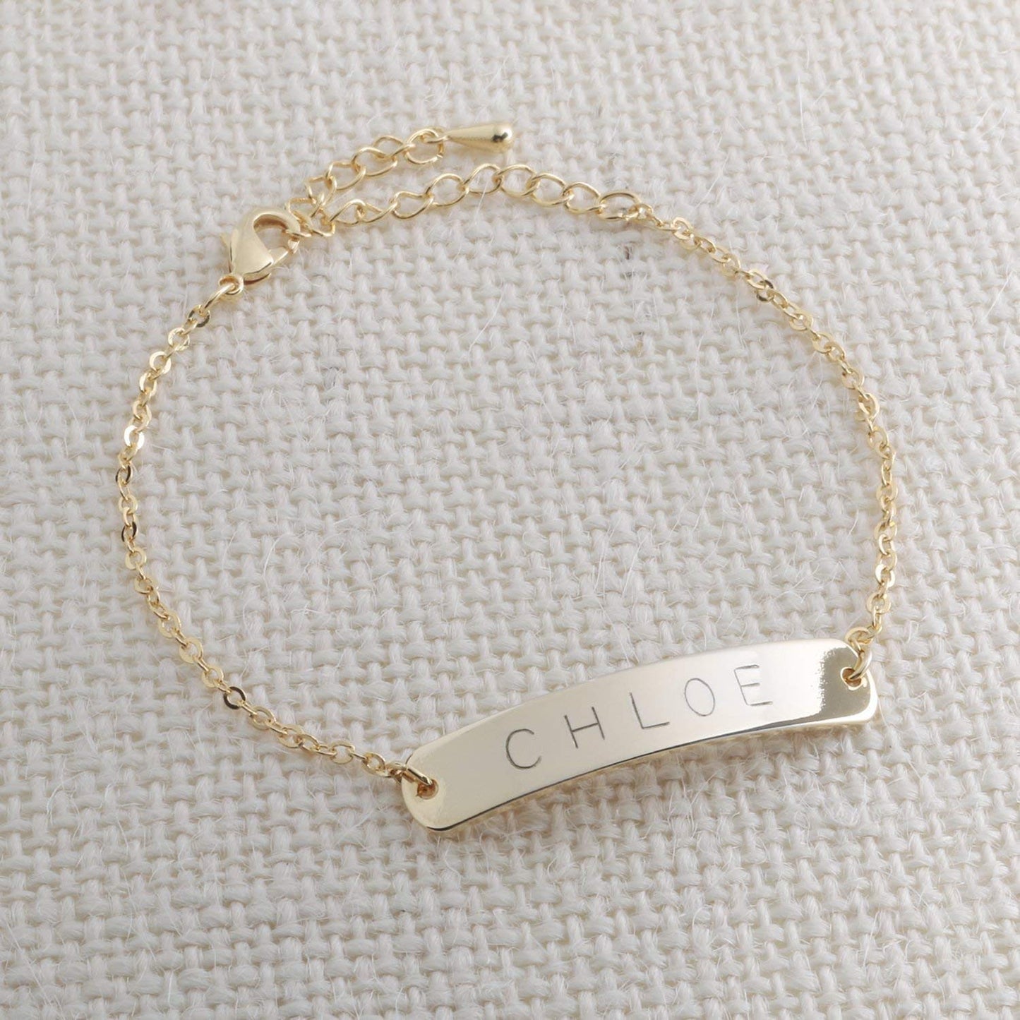 Delicate Name Bar Bracelet - 16K Gold plated