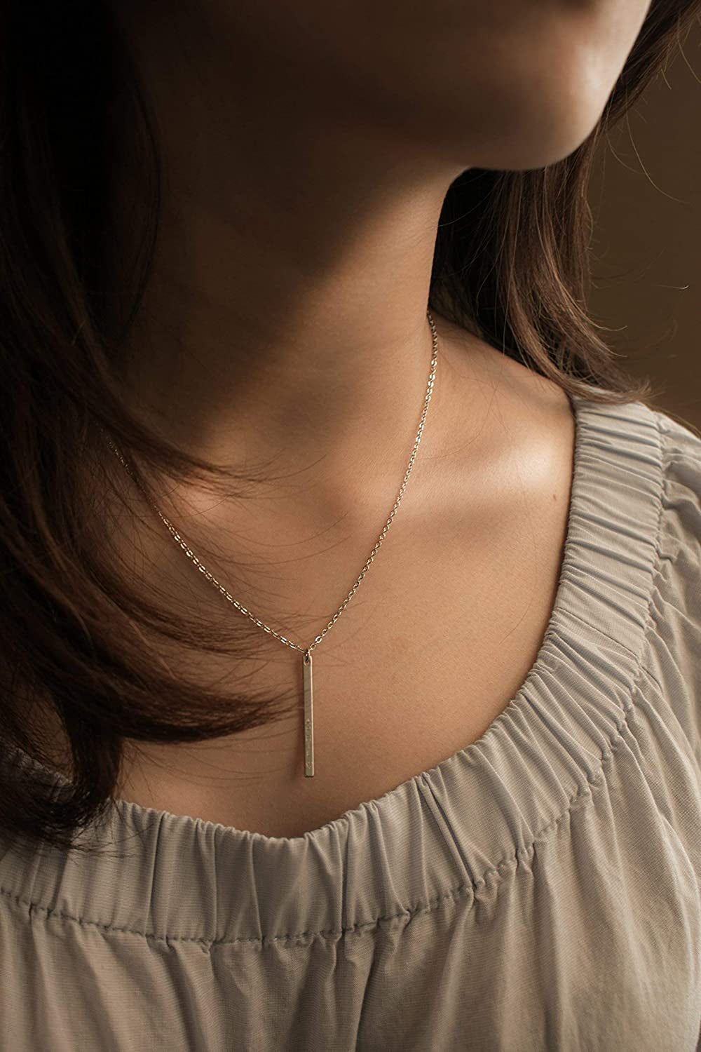 Minimalist Vertical Name Necklace - 16K Silver, Gold plated