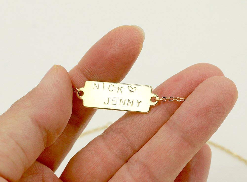 16K Gold Bar Necklace - Personalized, Engravable Necklace