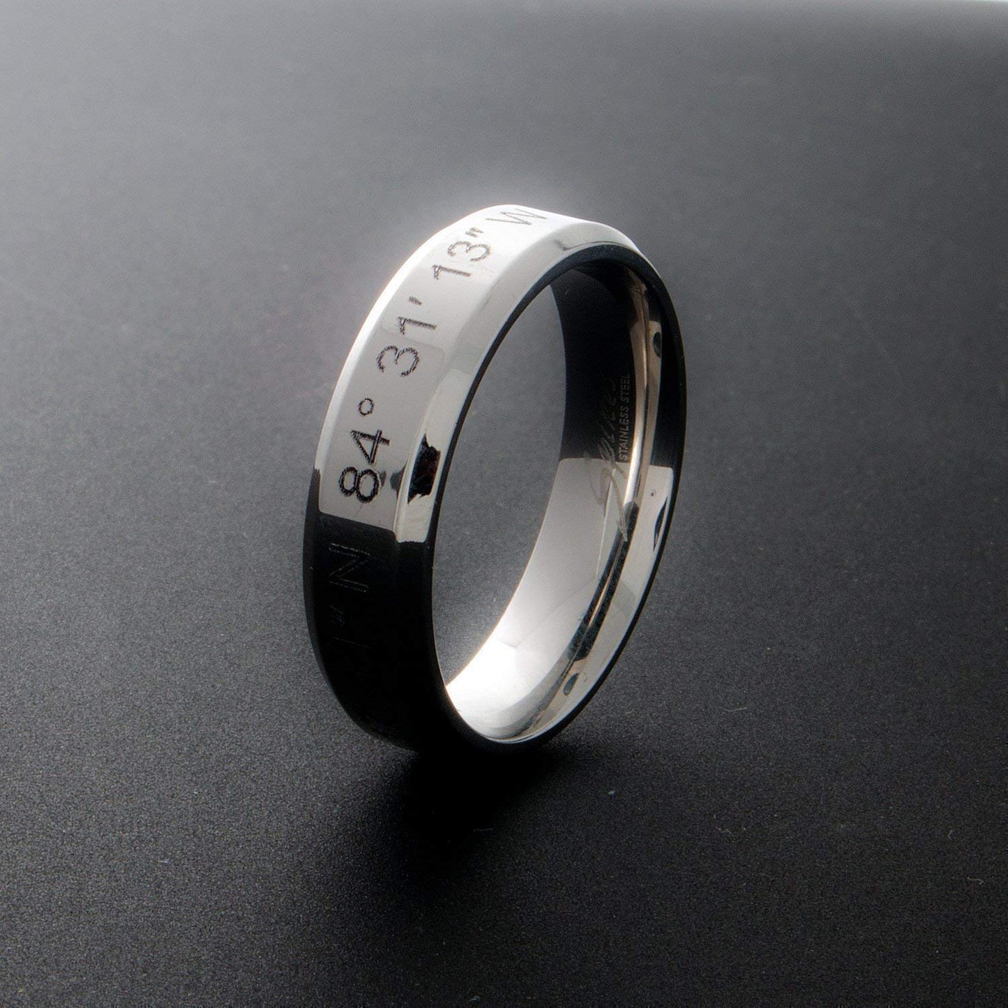Custom Engraved Ring With Coordinates Unisex Jewelry