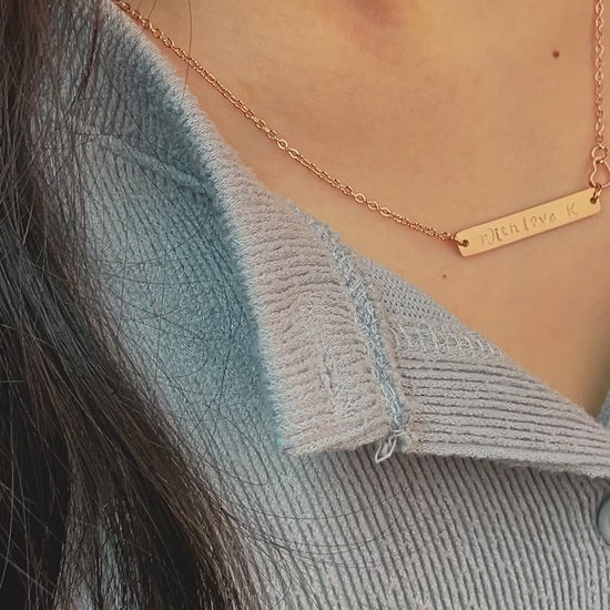 Buy Personalized Initial Bar Necklace with Heart at Petite Boutique