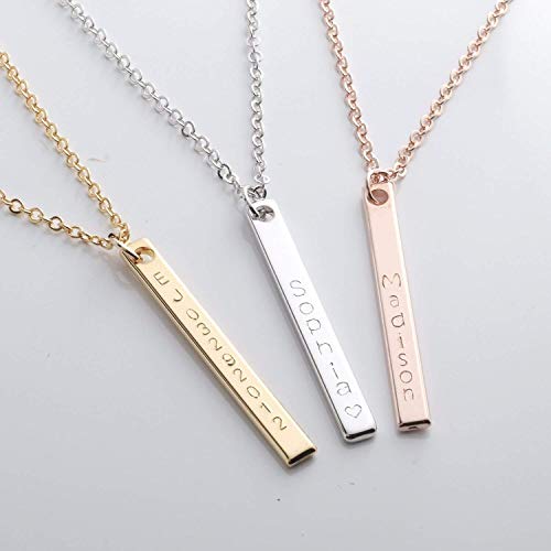 Buy Personalized Initial Necklace on Vertical Simple Bar - 16K Gold, Silver, Rose Gold Plated