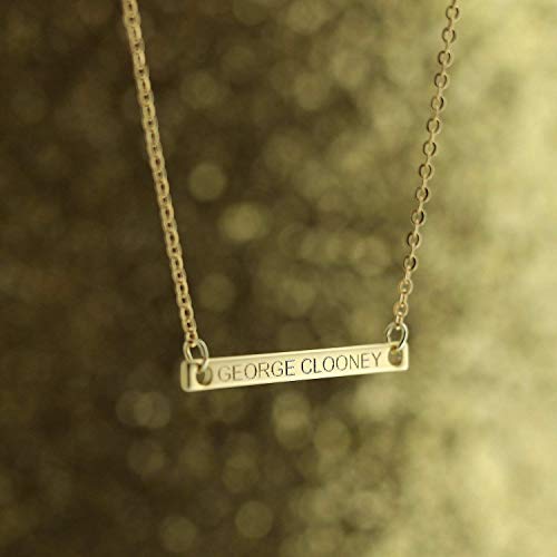 Engravable Name Bar Necklace - 16K Gold Silver Plated