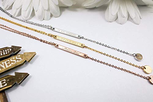 Name bar and disc long Necklace - Dainty long Necklace  Personalized