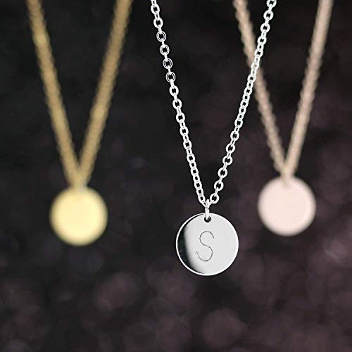 Personalized Tiny Disc Initial Necklace - Dainty Minimalist Necklace - Petite Boutique