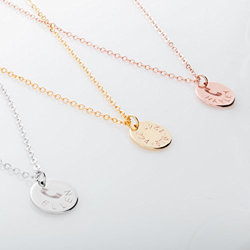 Personalized Disk Necklace with Tiny Initial Tags