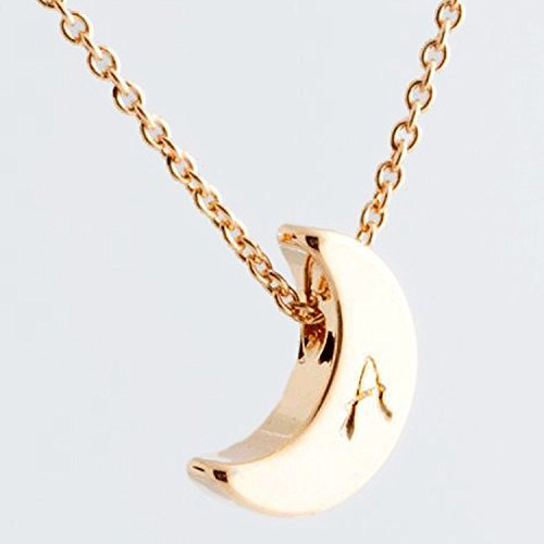 Gold Moon Necklace - Personalized your initial with hand-stamped